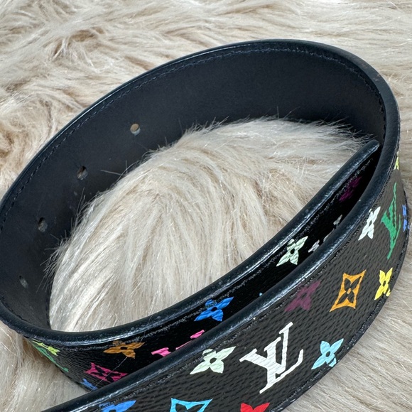 Authentic Louis Vuitton Murakami Black Monogram Belt Size 75 XS - Picture 8 of 13